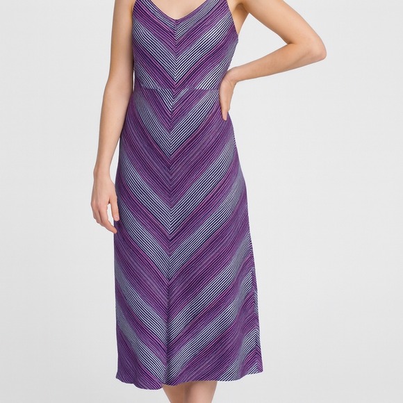 Tehama Purple Striped Sleeveless Midi Dress Casual Summer size small - Picture 1 of 5